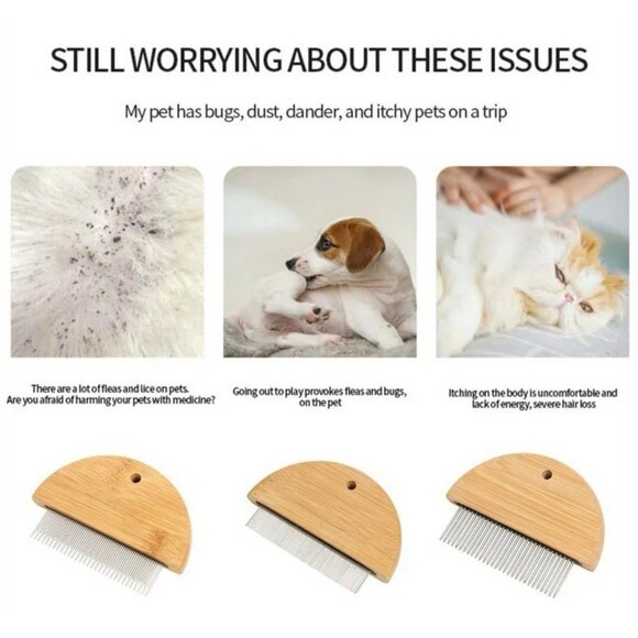 Left Wind 3pc Dog/Cats Hair Removal Comb Flea Removal Grooming Stainless Steel - Picture 9 of 11
